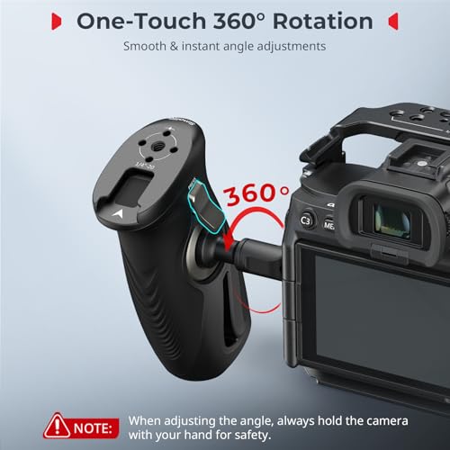 Image of SMALLRIG Push-Button Rotating Side Handle with 1 /4 inch-20 Screws, for Left and Right Hand, 360 Rotatable Side Handle with Anti-Slip Silicone, Max. Load 15Kg
