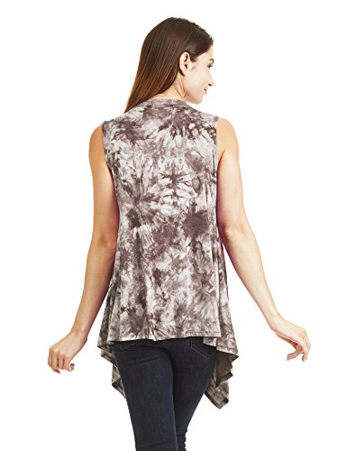 Image of Made By Johnny Women's Lightweight Sleeveless Cardigan - Draped Open Front Vest with Asymmetrical Hem