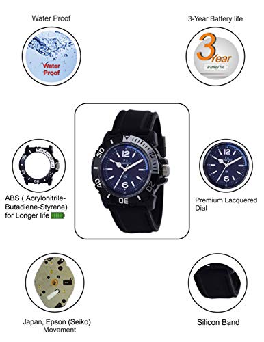 Image of Maxima Silicone Analog Blue Dial Men Watch-O-45843Ppgw, Black Band