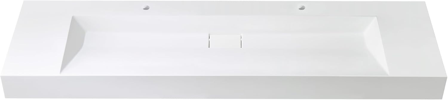Vera 72 in. Rectangular White Finish Composite Granite Stone Console Bathroom Vanity Sink