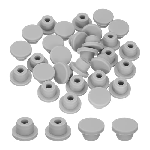 Image of uxcell 30 Pcs Hole Plugs, Heat Resistant Silicone Flush Type Fastener Hole Cover Plug for 16mm(5 /8 Inch) Hole, Round Snap Locking Tubing Plug Hole for Furniture Cabinet, Grey