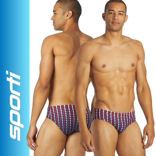 Sporti Men's Swim Briefs - Printed Color & Solid Swimsuit Training Suit - Men's Athletic Swimwear Briefs for Lap Swimming2