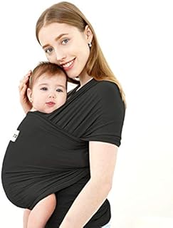 Acrabros Baby Wrap Carrier,Hands Free Baby Carrier Sling,Lightweight,Breathable,Softness,Perfect for Newborn Infants and Babies Shower Gift,Black