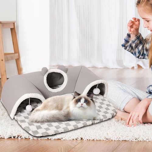 Haustier- Spieltunnel- Drei- Loch- Katzenbett- Höhle | Weiches Kissen Katzennest, Faltbares Tuch Haustier Anreicherung Tunnel, Schlafen Für Kätzchen Welpen Kleintiere Indoor Stimulation Wohn-7