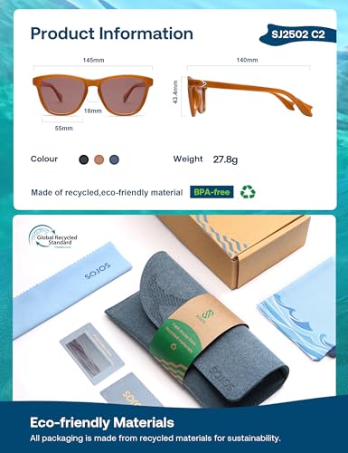 Image of SOJOS Polarized Retro Large Rectangular Sunglasses BALEEN