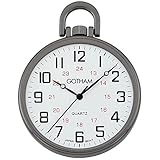 Gotham メンズ ガンメタル 超薄型 鉄道 オープンフェースクォーツ式 懐中時計 # GWC15026B