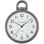 Gotham Men's Gunmetal Ultra Thin Railroad Open Face Quartz Pocket Watch # GWC15026B