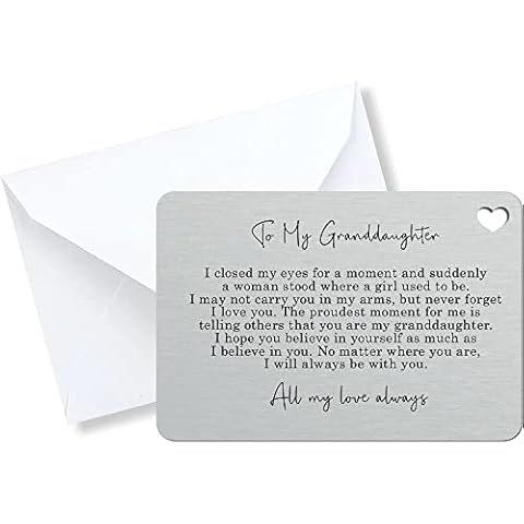 To My Granddaughter Sentimental Poem Silver Metal Wallet Card (With Heart Cut Out) Cover