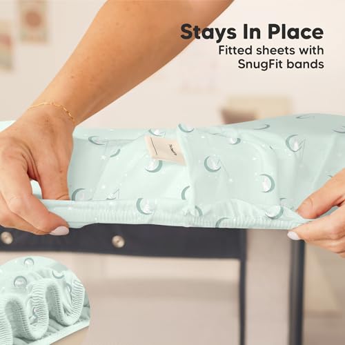 Image of 2-Pack Mini Crib Sheets Fitted, 38x26 Pack N Play Mattress Sheets (Lunaris) | Organic Cotton Sheets for Pack and Play Mattress, Soft, Breathable Playard Bedding Sheet, Mini Toddler Bed Cover, Boys, Girls