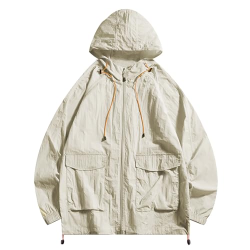 RUMAOZIA Chaqueta de entrenamiento para hombre, softshell, fina, chaqueta de softshell para hombre, chaqueta UV, manga larga, ligera, sudadera con capucha de secado rápido, protección solar para