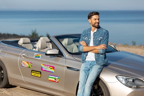 Image of 16PCS Gay Pride Car Bumper Magnets: Funny Rainbow Decals Bulk for LGBT Parade, Truck, Fridge, Cruise - Prank Gift Idea (Animal)