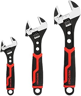 MAXPOWER Adjustable Spanner Set, 2-in-1 Adjustable Wrench Set with Hexagonal Wrench Function & Non-Slip Handle -150mm, 200mm & 250mm
