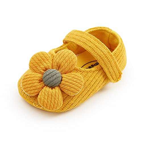 Gdsdym Baby Girls Mary Jane Flats With Flowers Princess Wedding Dress Shoes Soft Newborn Infant Crib First Walker Prewalker #TOP6