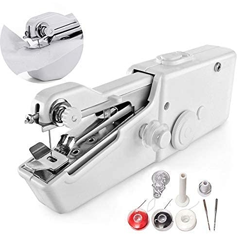 Le Fiery Handy Stitch/Sewing Machine, Mini Lightweight Electric Portable Cordless Stitching, Handheld Manual Sillai Machines for Home Tailoring, Hand Machine with Adapter for Clothes (Multicolor)