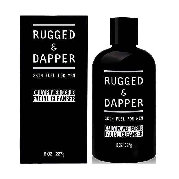 RUGGED & DAPPER Daily Power Scrub | 8 oz | Premium Exfoliating Mens Face Wash | Deep Cleans + Prevents Breakouts | Face Wash Men's | Natural Ingredients | Made in USA