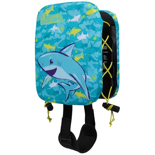 SwimWays Power Swimr Swim Vest for Kids and Toddlers, Youth Life Jacket for Pool with Adjustable Floats for Swim Training, Swimsuit, Medium, Shark