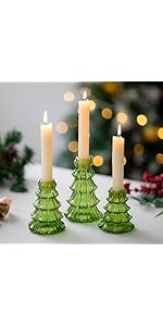 Glasseam Bougeoir En Verre Avec Couronnes De NoëL, Bougeoir