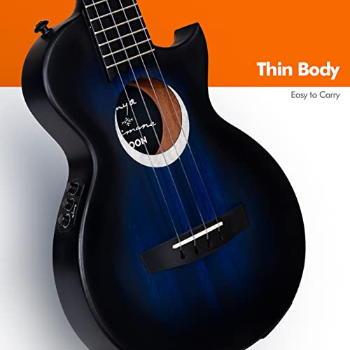 Enya Ukulélé Ténor Enfants Adultes – 26 Pouces Ukulélé Électrique en Acajou Bleu Micro AcousticPlus Intégré Taimane Moon… - Les Beatles, Paul McCartney, John Lennon, RIngo Starr, George Harrison Enya Ukulélé Ténor Enfants Adultes - 26 Pouces Ukulélé Électrique en Acajou Bleu Micro AcousticPlus Intégré Taimane Moon… – Image 4