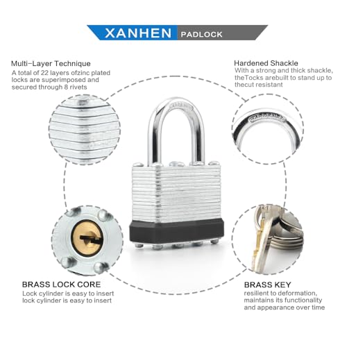 Image of Keyed Alike Laminated Steel Padlocks with Normal Shackle for Sheds, Fences & Lockers (24-Pack)