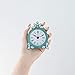 NIKKY HOME Vintage Pewter Quartz Mini Table Clock with Crystal Shining Rhinestone, 2.87 x 1.37 x 3.87 Inches, Aqua