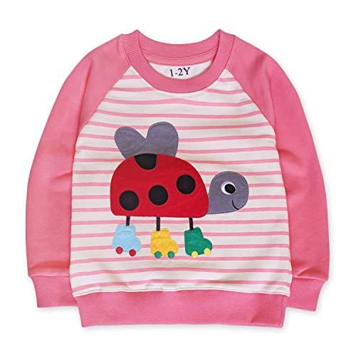 Moon Under the Bridge Girls' Cotton Crewneck Sweatshirt Jumper T-shirt Pink Ladybird 5-6 Years