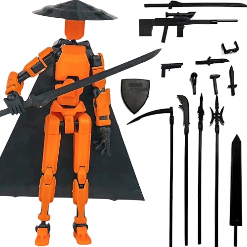 PkghoKids T13 Already Assembled Action Figure Accessories,T13 Multi-Jointed Movable 3D Printed Toys (Orange)