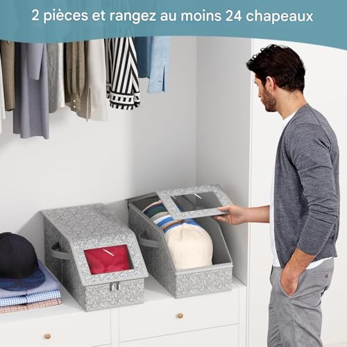 Rangement chapeau empilable grande capacité 24 casquettes baseball - 8