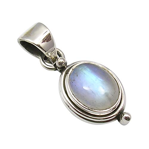Oval Rainbow Moonstone Pendant 1.2