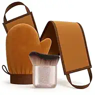Self Tanning Applicator Set for Beginners Streak-Free Tanning Mitt with Back Applicator & Kabuki Brush Easy Self Tanner Tools for Body Face & Back, No Orange Hands Self Tanning Tools Kit