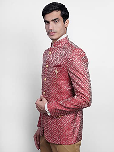 WINTAGE Men's Banarasi Rayon Cotton Festive and Casual Bandhgala Jodhpuri Blazer :Black2