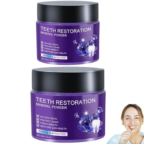 2Pcs Teeth Restoration Mineral Powder Purple Whitening Mineral PowderFresh Breath Effective in Strengthening Teeth and Gums Gentle and Non-irritating.