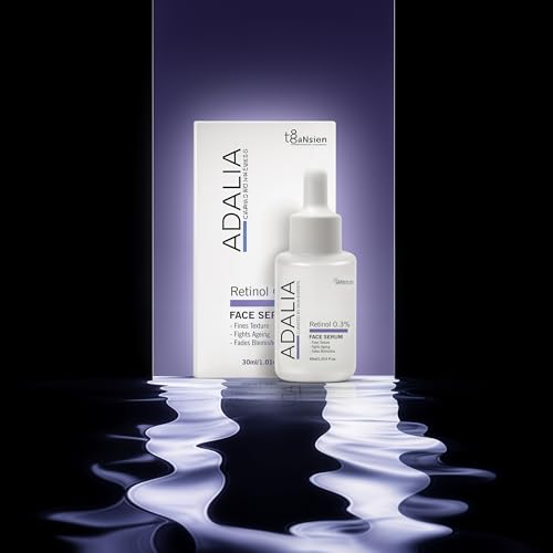 Image of Adalia Retinol 0.3% Face Serum for Fine Lines, Wrinkles, Blemishes & Dark Spots, Anti-Aging Night Serum for Smooth Skin Texture, Uneven Skin Tone & Dullness, Lightweight Fragrance-Free Formula for Women & Men, 30ml