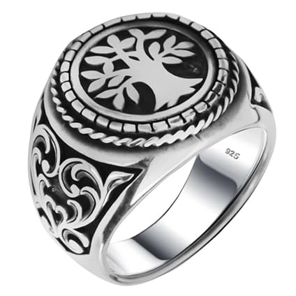 milano palace jewelrySolid 925 Sterling Silver Tree of Life Band Turkish Jewelry Men Ring