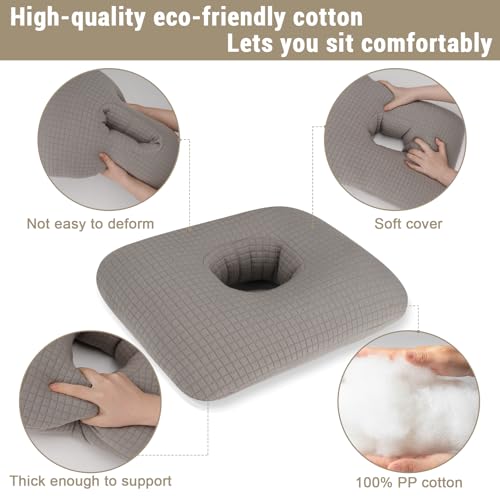 Donut Pillow for Bed Sores Tailbone Pain Relief Cushion, Cotton Butt Donut Cushion Breathable for Hemorrhoid, Pregnancy, Prostate and Surgery, Sitting Pressure Relief for Home, Office, Car