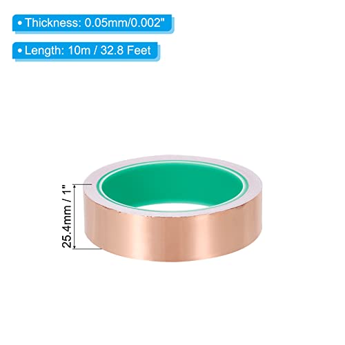 Image of PATIKIL Copper Foil Tape 1 Inch x 33 Feet 0.05mm Thick Double Sided Conductive Adhesive EMI Shielding for Electronics, Circuits, Grounding