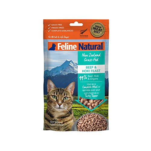 Feline Natural Grain-Free Freeze Dried Cat Food, Beef & Hoki 3.5oz