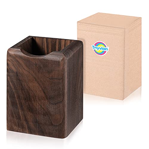 Toyvian Wooden Pen Box Multiple-Use Desk Organizer Eco Natural Wood Storage Box (Black Walnut) #TOP6