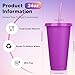 24 Pack Plastic Tumblers with Lids and Straw, Reusable Cups with Lids and Straws Colorful Cups for Cold Drink Iced Coffee, Plastic Tumbler Bulk for Party Birthday Gifts (24 oz, Stylish Colors)