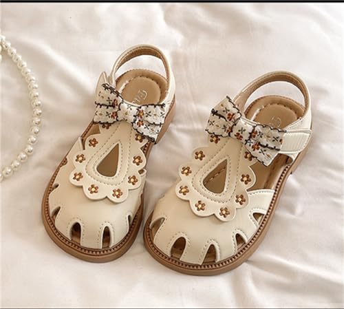He&Yingmin Girls Bow Sandals Soft Closed Toe Princess Flat Shoes Summer Sandals2