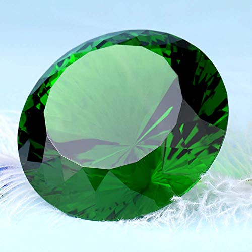 Image of Crystal Glass Diamond Shaped Decoration, Green 60mm Jewel Paperweight,Gift Decoration Idea for Christmas, Thanksgiving (Please Identify Our Brand YARR Store)
