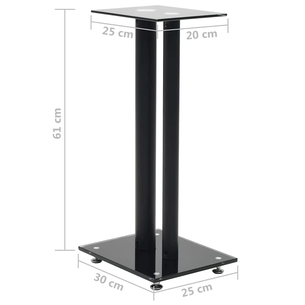 Set di 2 supporti per altoparlanti, design a doppia colonna in vetro temperato e alluminio, altezza stabile, 61 cm, nero
