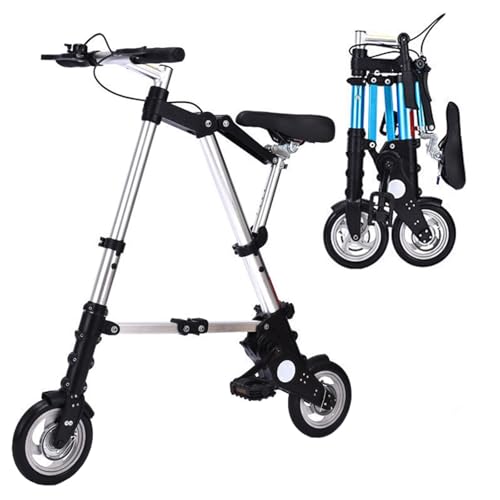 Wmmner Bicicletta Pieghevole Mini 8 Pollici, Bici con Telaio in Alluminio Leggero per Adulti Bici da Città Regolabili Comode Portatili per Uomo Donna/Argento/Mini