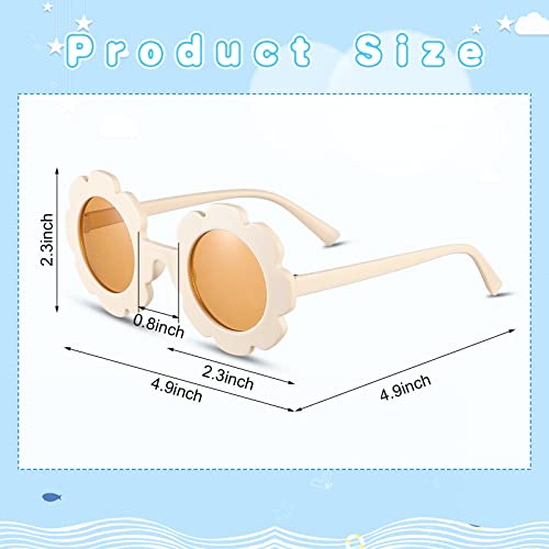 3 Pieces Kids Flower Sunglasses Toddler Girls Round Flower Glasses Baby Cute Sunglasses Outdoor Beach Colorful Eyewear (Beige, Orange, Orange Red) #TOP1