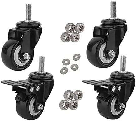 PACIFIC MOVERS 2" Heavy Duty Caster Wheels Screw Type / 2 with Brakes & 2 Without/Soft Rubber Swivel Caster with 360 Degree Set Of 4