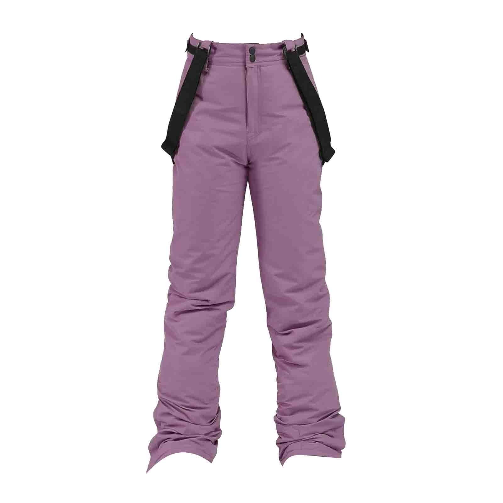 Pantalones de nieve para mujer con tirantes, pantalones de esquí con tirantes, pantalones térmicos, impermeables, pantalones de softshell, cálidos, para trekking, invierno, forrados, pantalones de