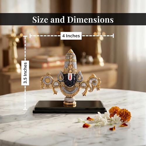 Image of 999 Silver Plated Balaji Murti | 4 Inch Spiritual & Vastu Idol for Home Temple Decor | Auspicious Lord Venkateswara Swamy Statue for Puja Room & Religious Gift