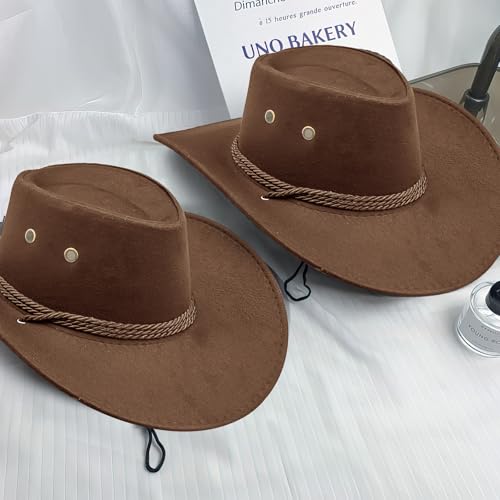 Image of 12Pcs Cowboy Hats and Bandanas,Western Cowboy Hats Bulk,Wide Brim Cowgirl Hats Costume Party for Men Women