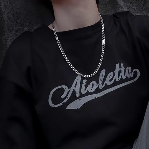 سلسلة بحلقات كوبية 6 ملم للرجال، سلسلة قلادة من الستانلس ستيل بلون فضي، اكسسوارات سلاسل الرقبة للرجال 45، 50، 55، 60 سم (45 سم)