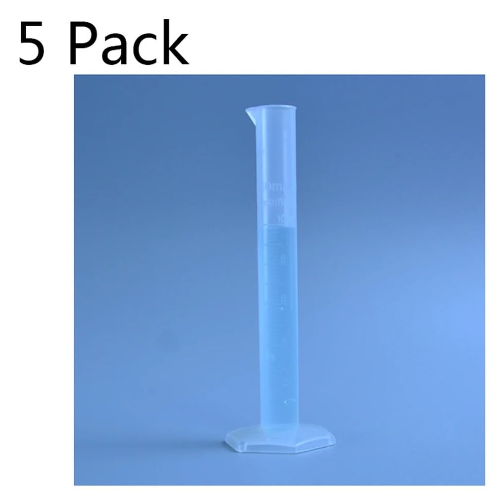 Laboratoire de mesure. Lot de 5 éprouvettes graduées en plastique for laboratoire (10 ml, 25 ml, 50 ml, 250 ml, 500 ml)