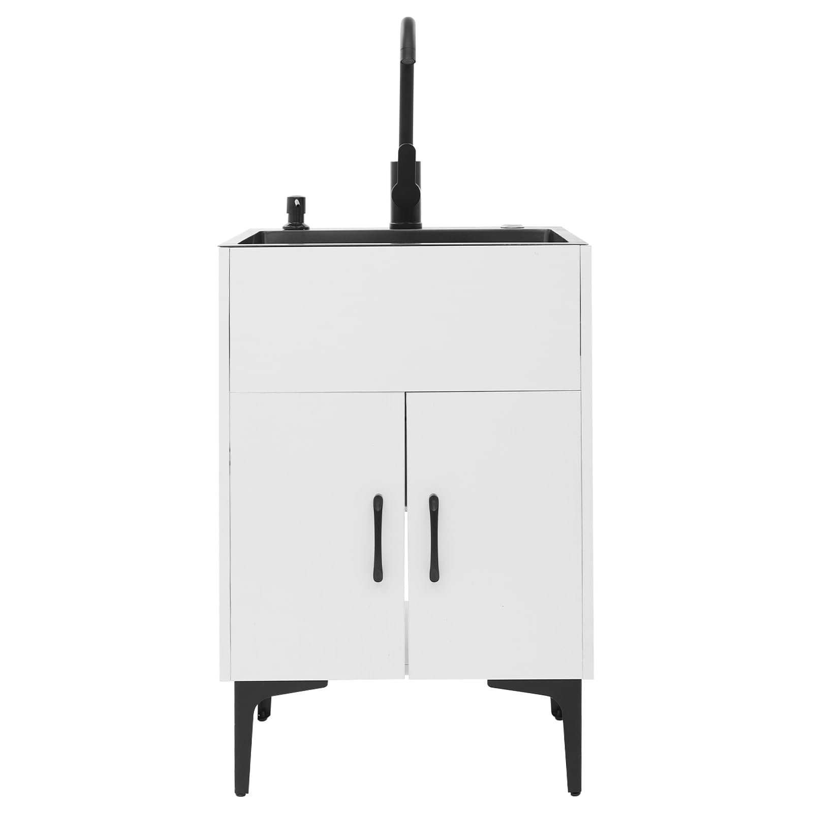 Fifizoo 20 Inch Laundry Sink with Cabinet and 360°Swivel Faucet, Utility Sink with Cabinet, Stainless Steel Sink, Laundry Sink for Laundry Room,